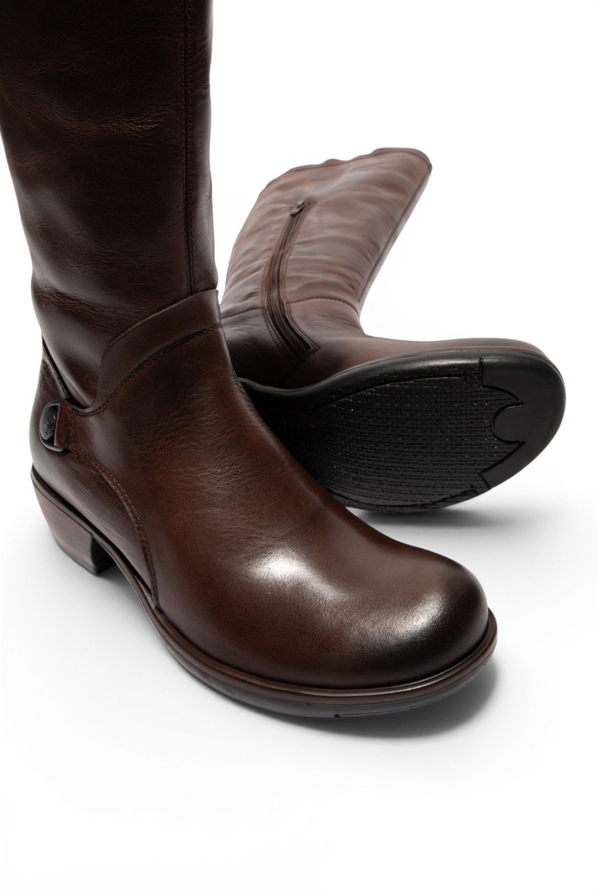 Brown Womens Leather Riding Long Boots-MISTRY, Image 5 of 5