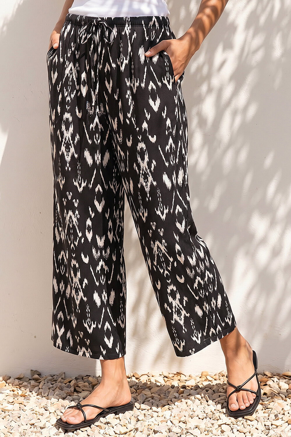 Black Petite Aztec Print Stretch Trouser, Image 3 of 4