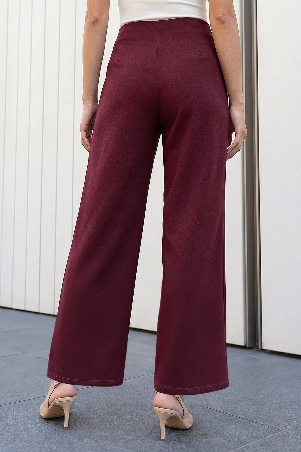 Wine Petite Wide Leg Trouser, Image 4 of 4