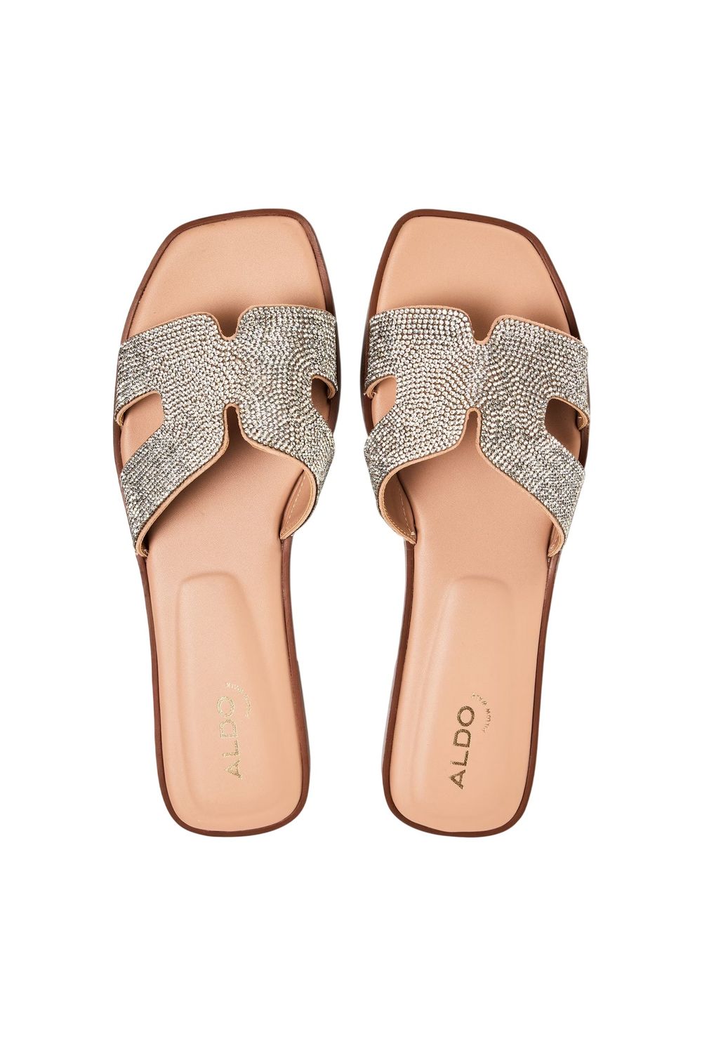 Beige Diamante Flat Sandals, Image 3 of 3