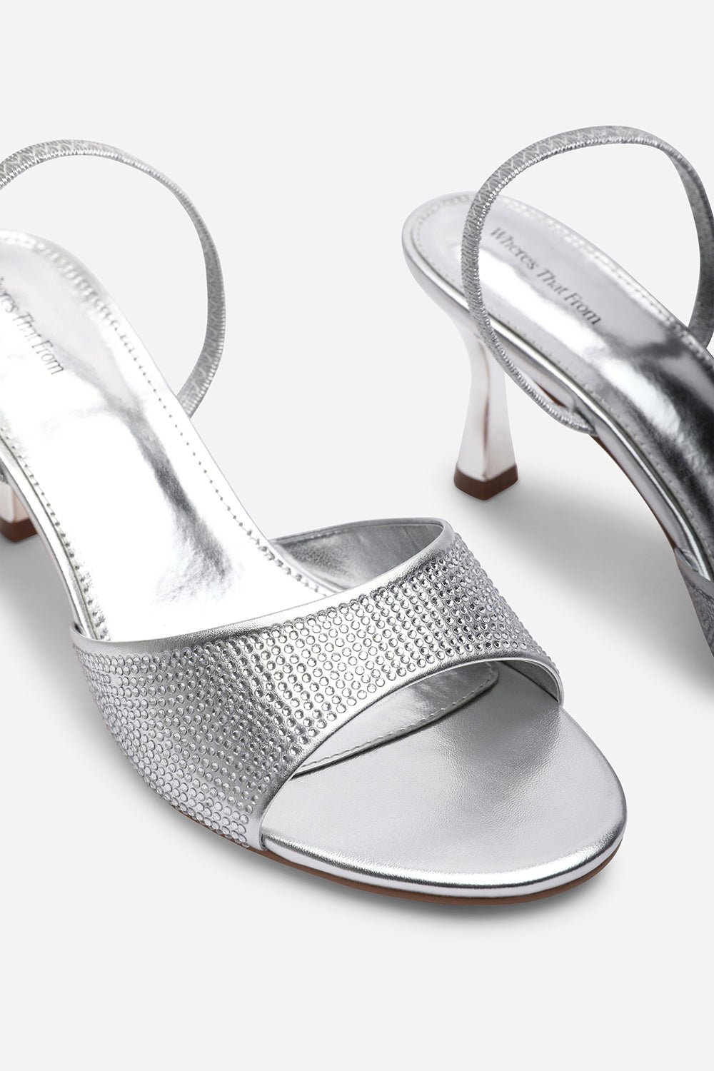 Silver Where's That From Silver Harmony Open Toe Mid Heel Sandal with Sling back, Image 5 of 6