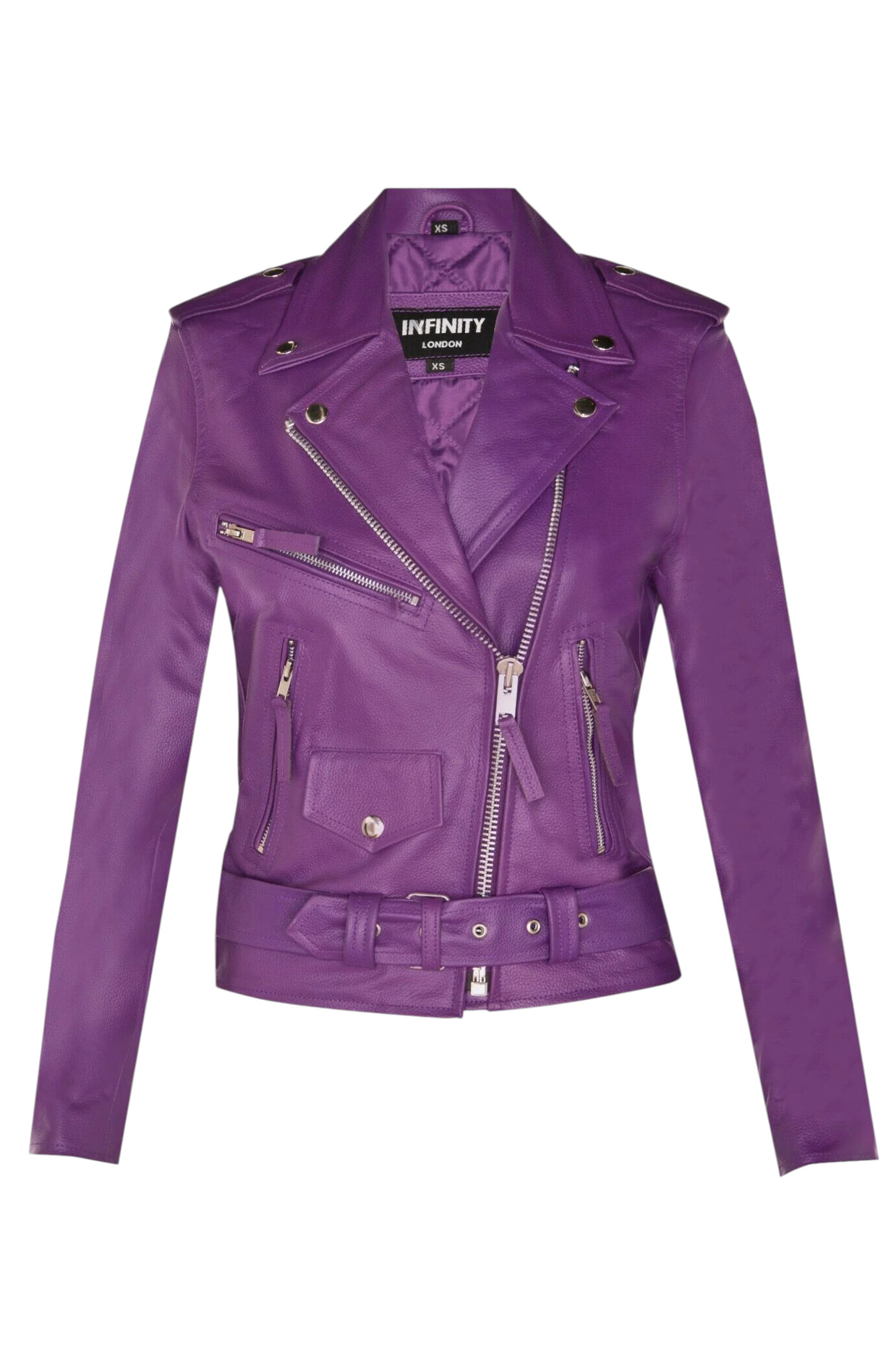 Purple Womens Leather Biker Jacket - Mansfield, Image 1 of 4