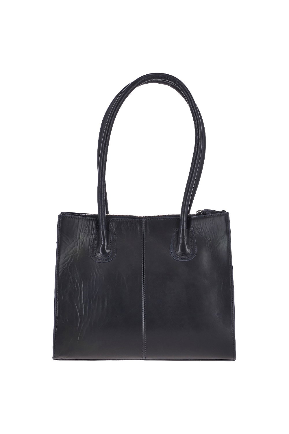 Navy Vegetable Tanned Real Leather Two Section With Mid Purse Bag, Image 3 of 3