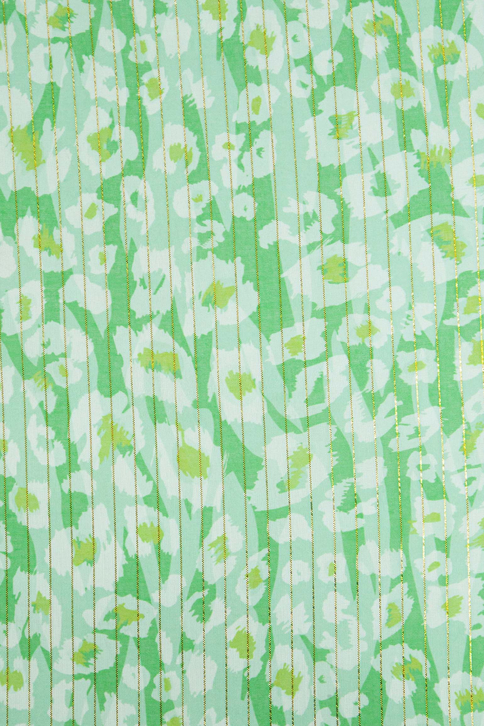 Green Sarta Green Metallic Pinstripe Lightweight Leopard Scarf, Image 4 of 5