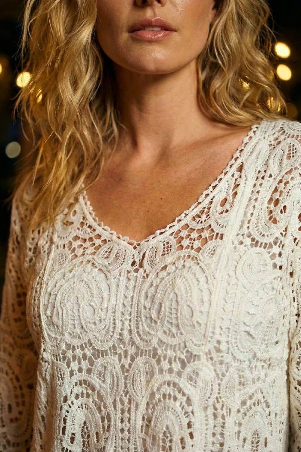 White Cotton Crochet Tunic Top, Image 5 of 4