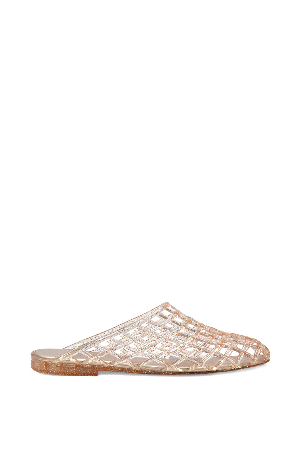 Black 'Opera' Slip On Cage Jelly Mule Flat Summer Sandals