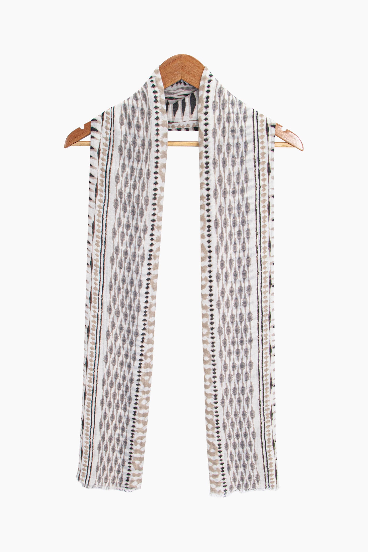 Beige Sarta Beige Geometric Boho Lightweight Scarf, Image 5 of 5