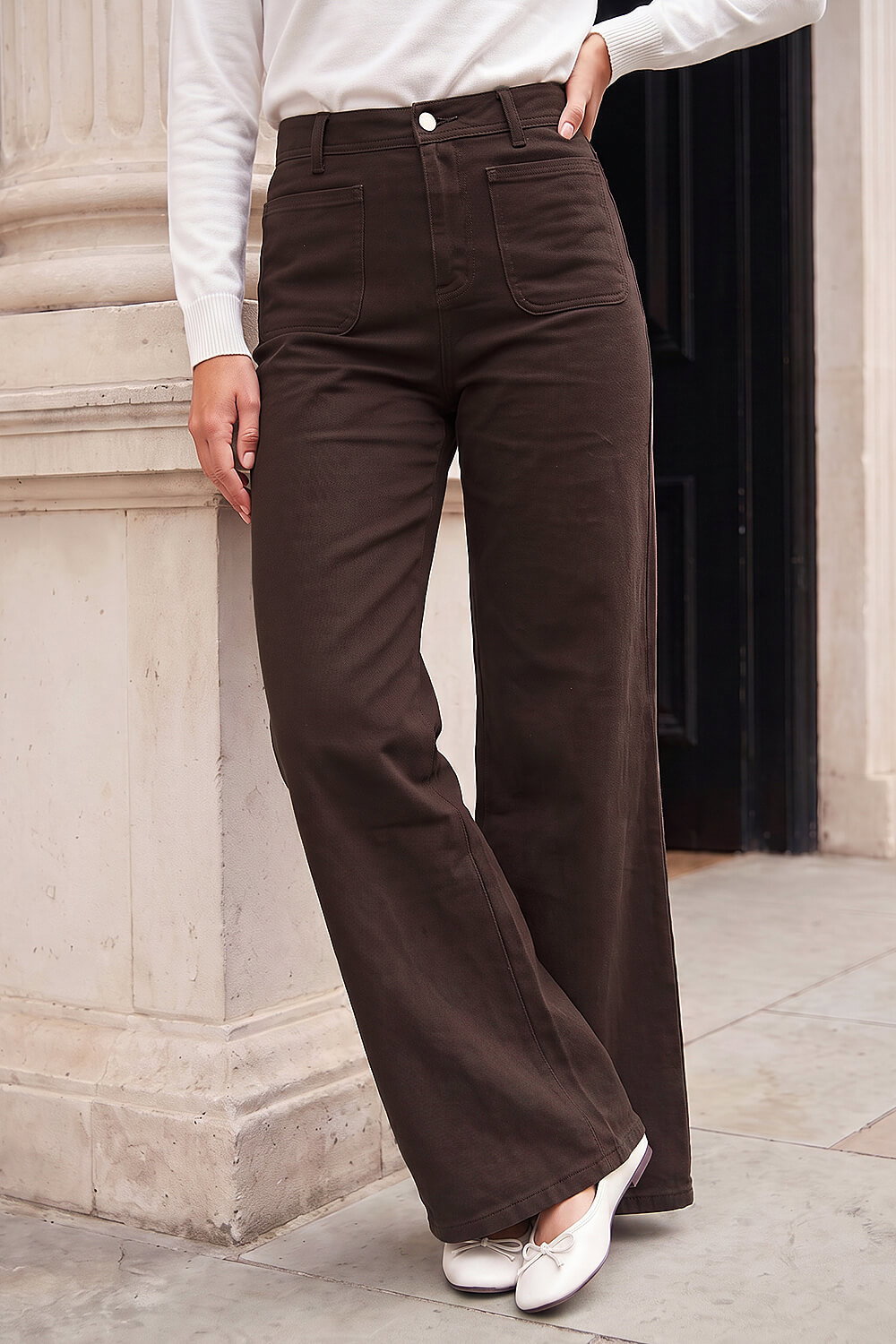 Chocolate Petite Front Pocket Jean, Image 1 of 4