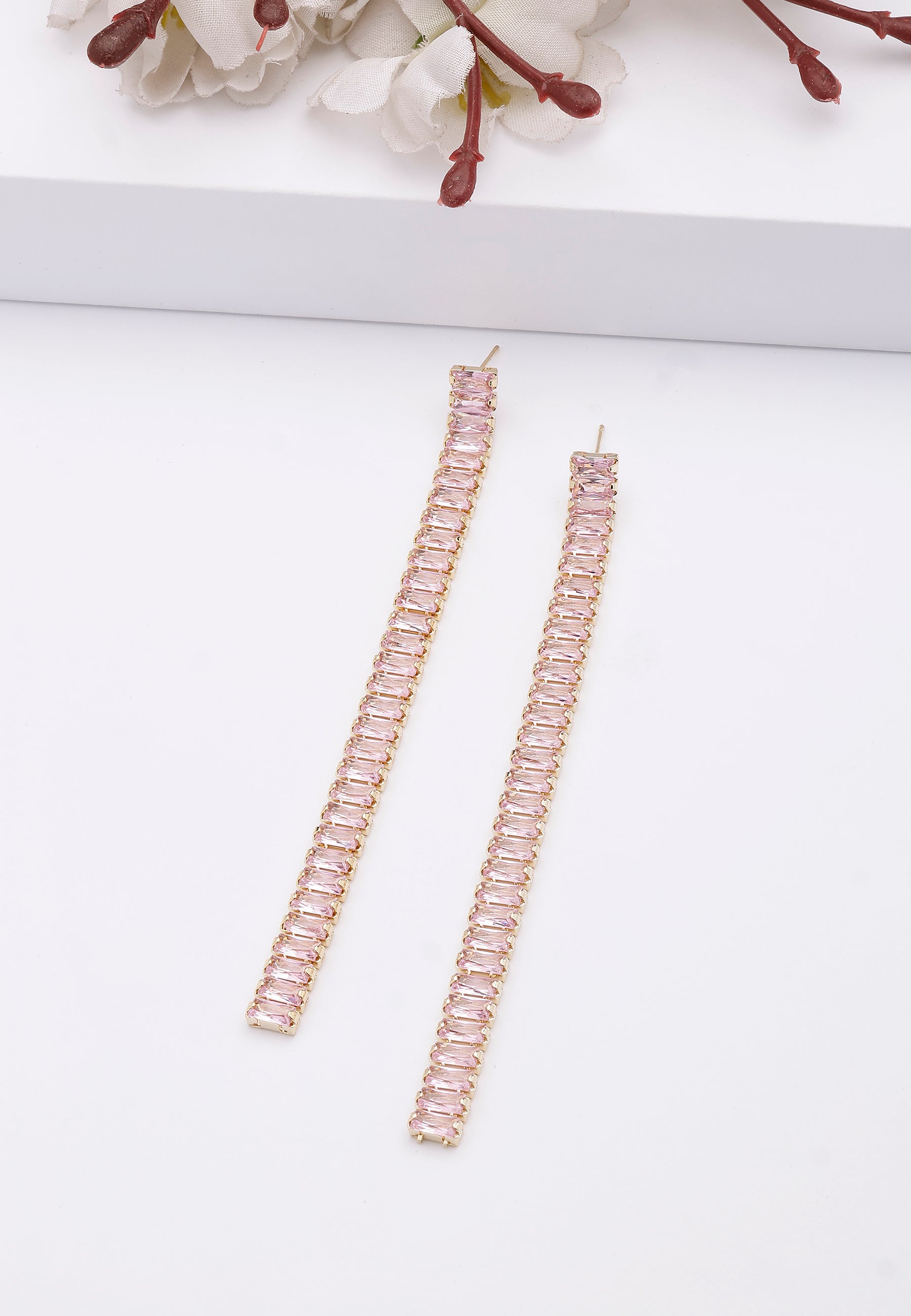Light Pink Pink Long Linear Earrings, Image 2 of 5