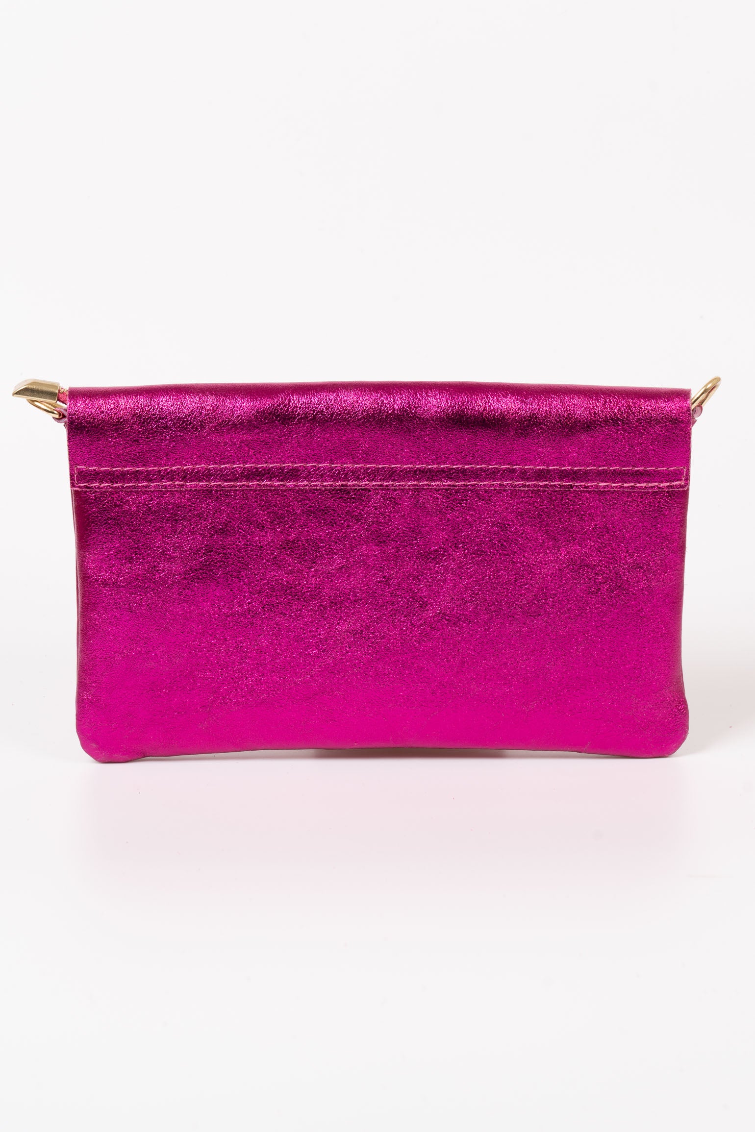 Pink Sarta Pink Metallic Italian Leather Clutch Bag, Image 2 of 3