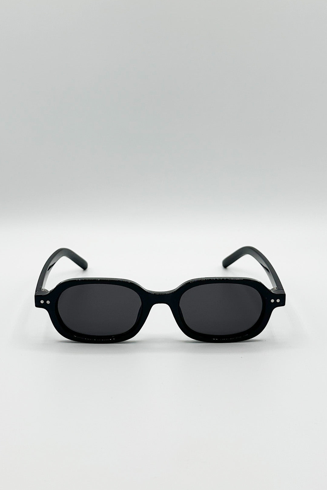Black Retro Rounded Square Sunglasses In Black, Image 2 of 5