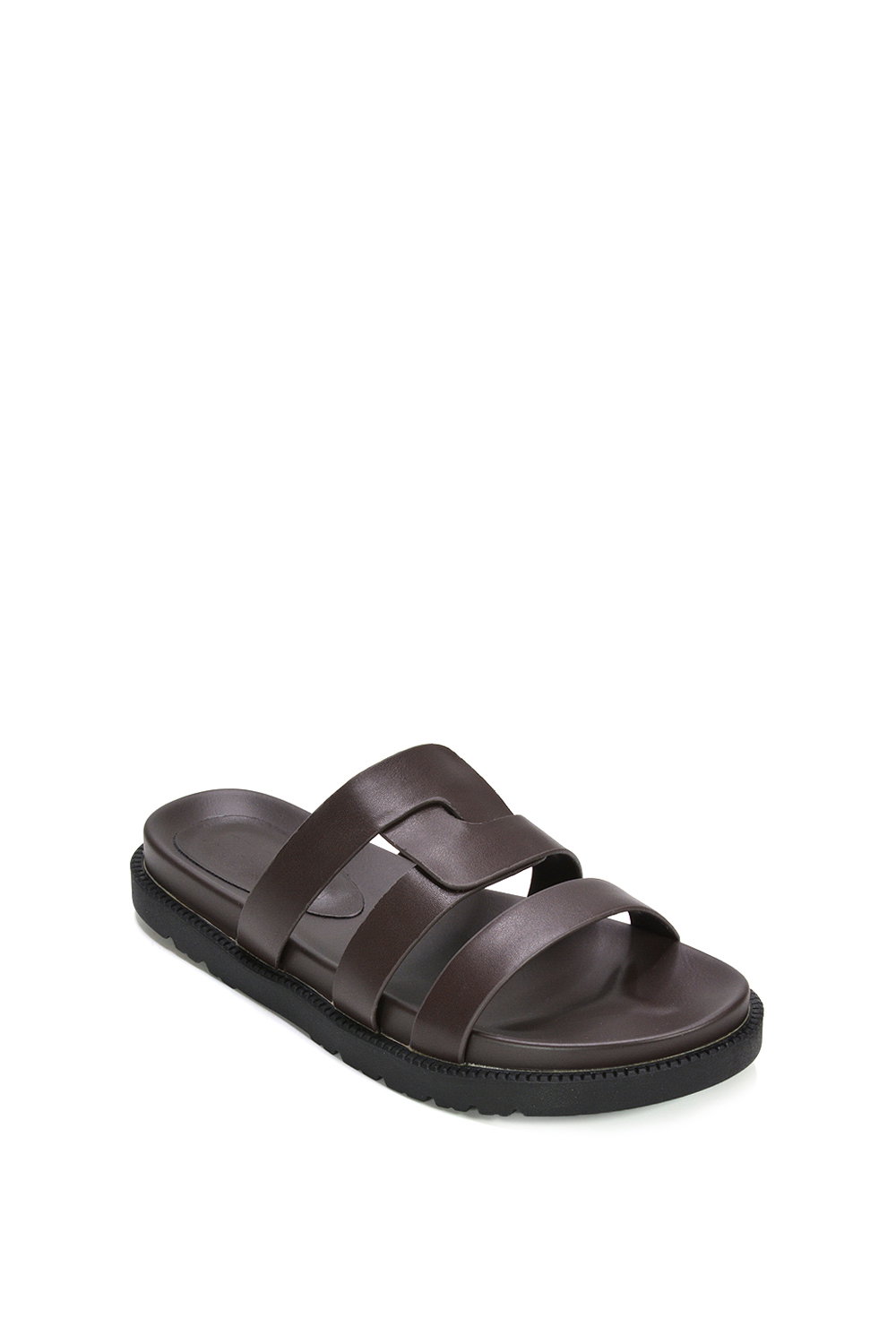 Brown XY LONDON Brown 'Aurelia' Flat Slider Sandals With Comfortable Footbed, Image 2 of 6
