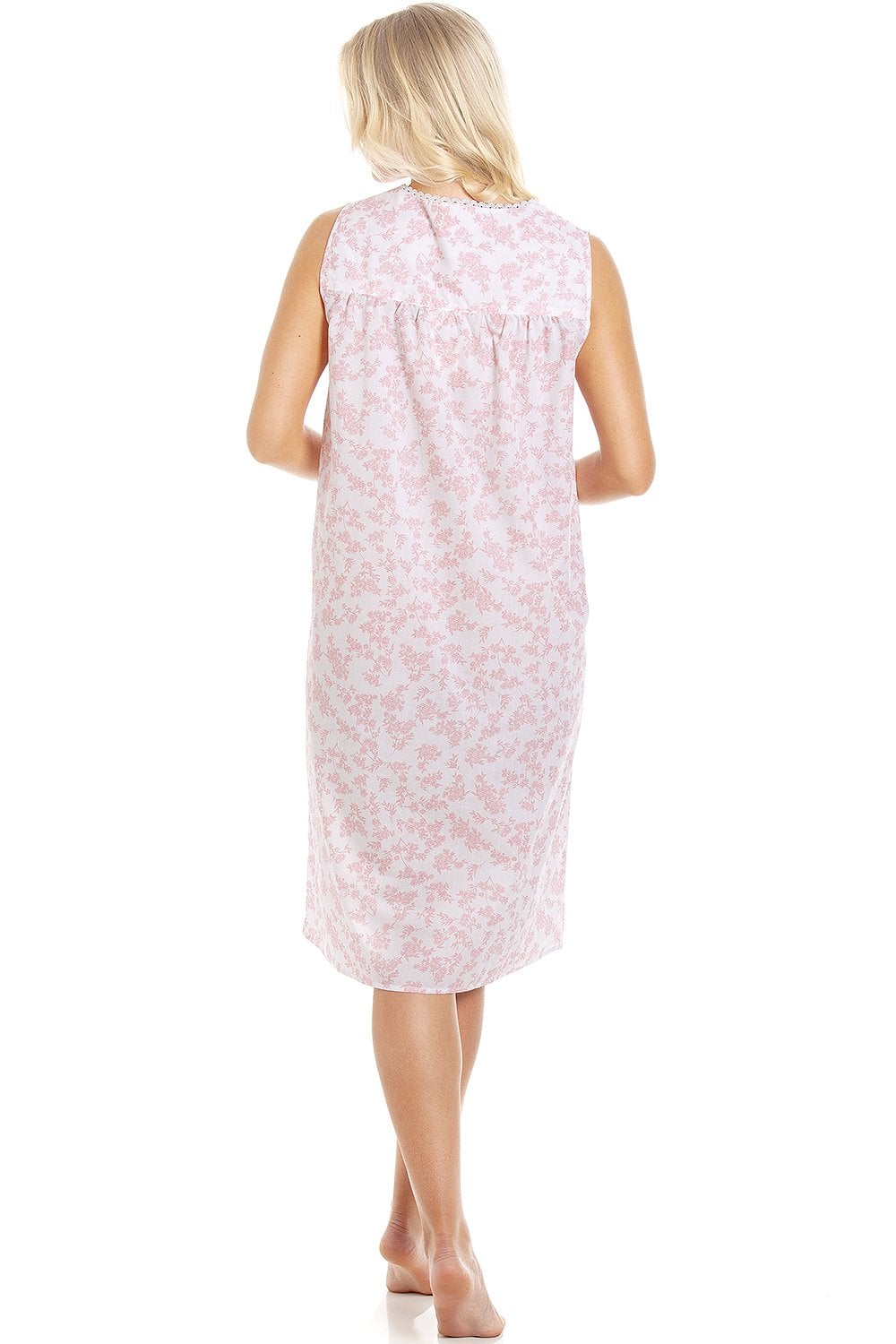 Pink Camille Lingerie Pink Floral Print Sleeveless Nightdress, Image 3 of 5