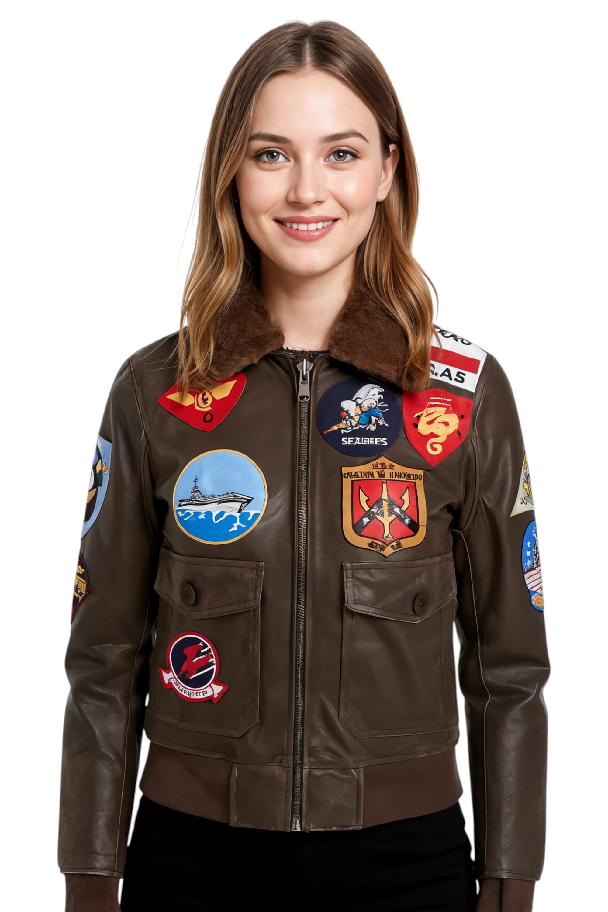 Brown Infinity Leather Brown A2 Top Gun Leather Bomber Jacket, Image 1 of 8