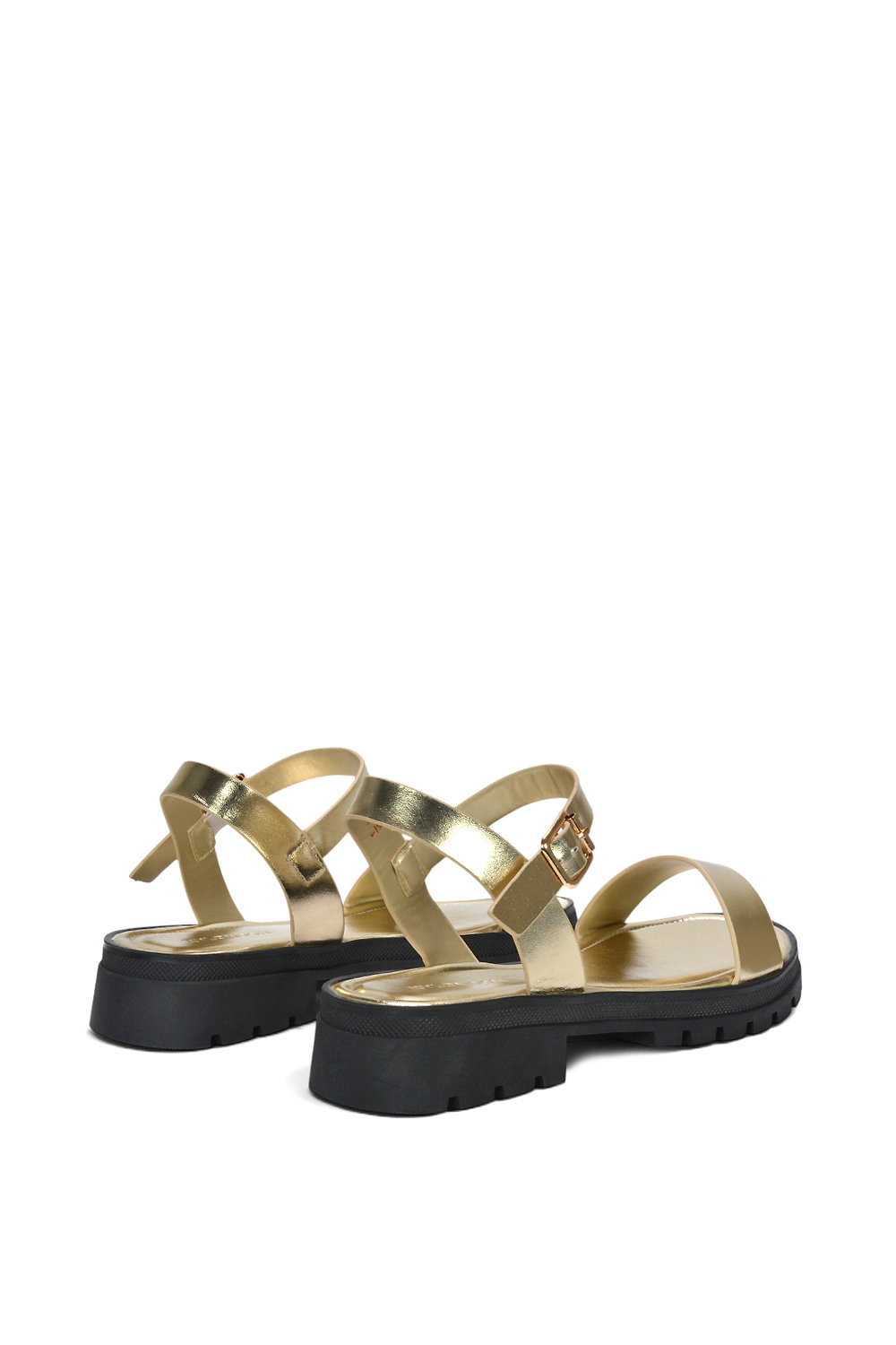 Gold XY LONDON Gold 'Sorella' Low Heel Chunky Sandals With Ankle Strap, Image 4 of 6
