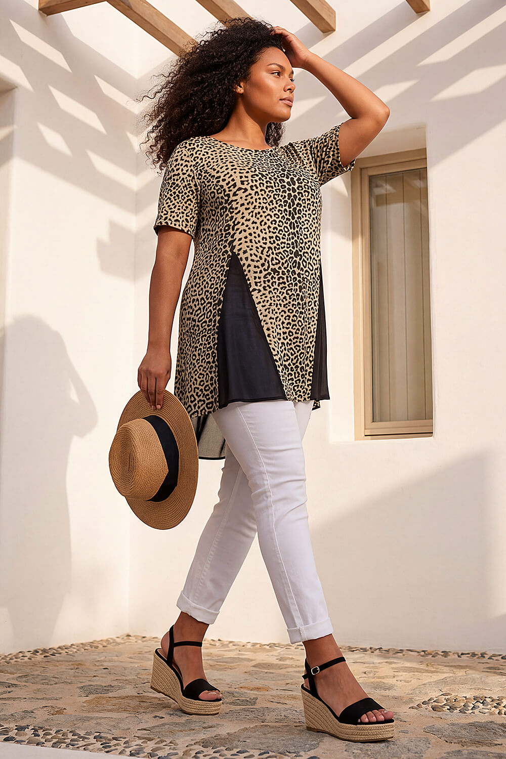 Natural Curve Animal Print Mesh T-Shirt, Image 1 of 4