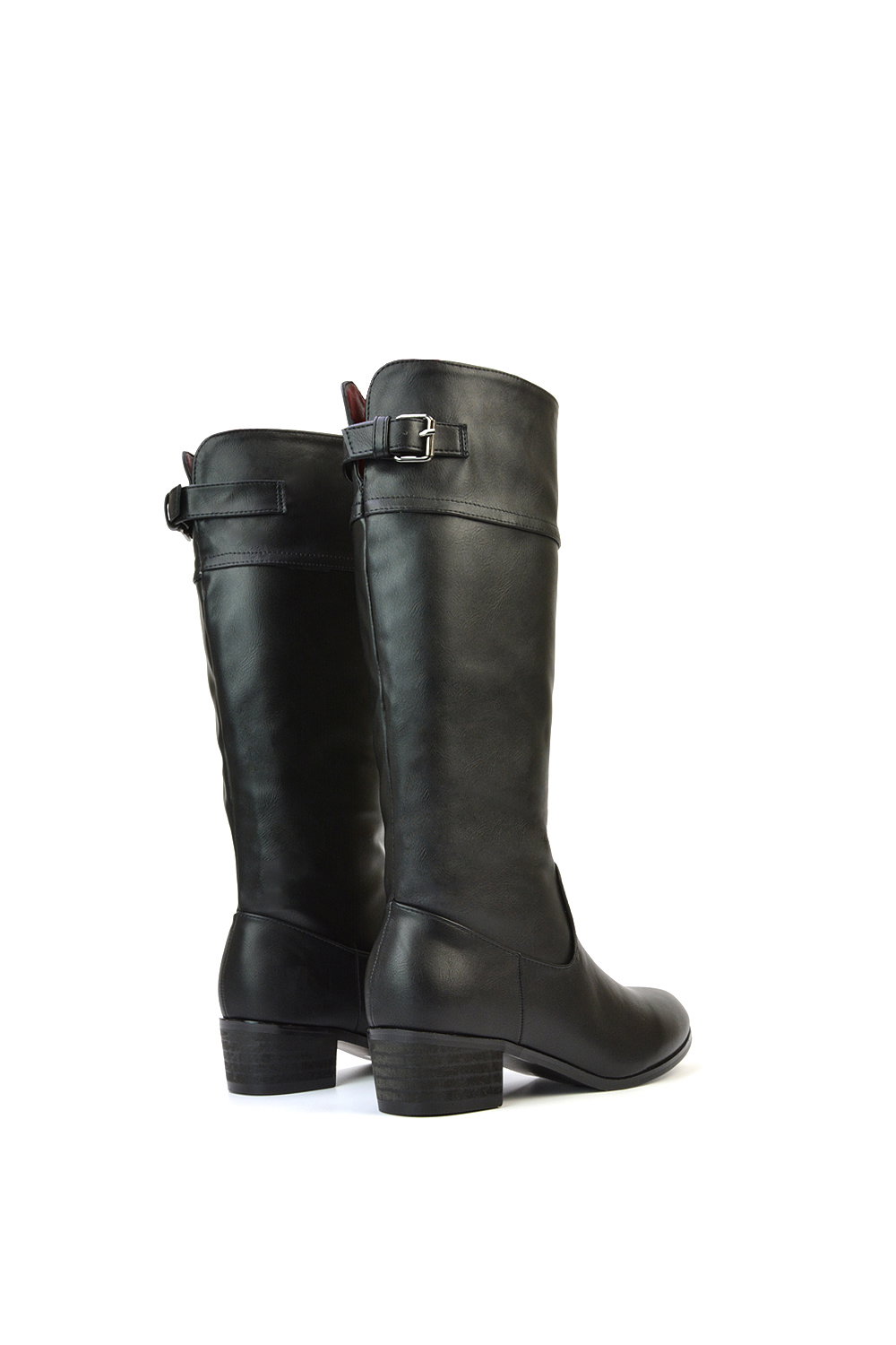 Black 'Caiden' Knee High Boots Low Heel Western Style, Image 3 of 7