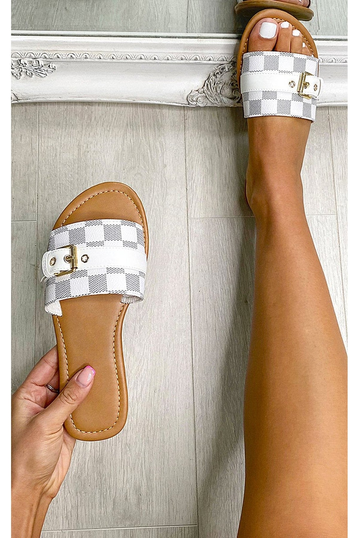 White 3694 White Ariah Open Toe Flat Sandals, Image 2 of 8