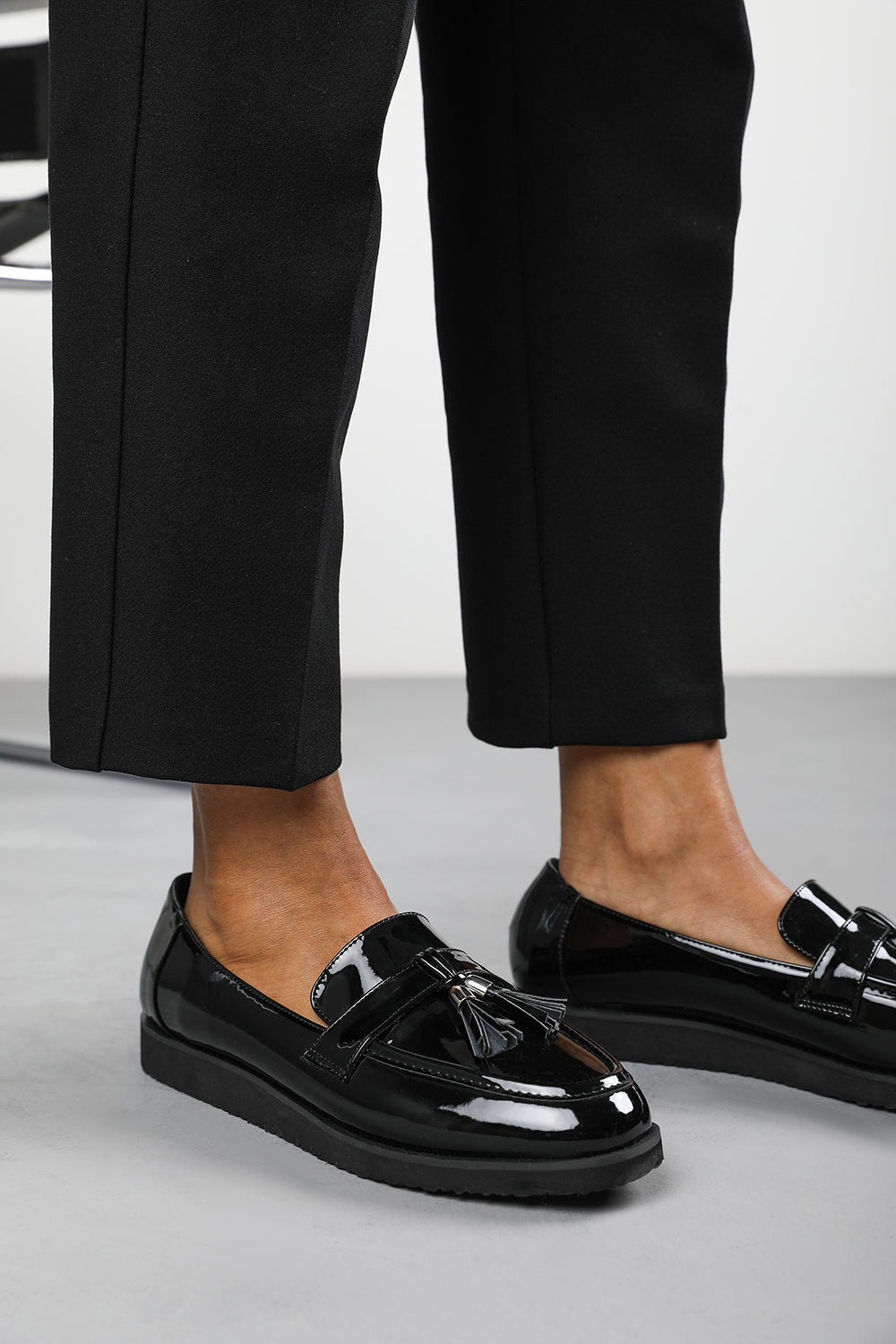 Black 'Lucy' Tasselled Slip On School Loafer, Image 5 of 5