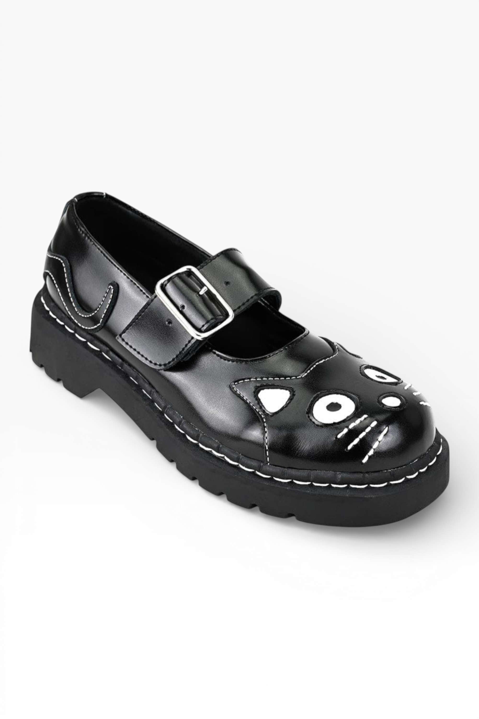 Black TUK Footwear Black Mary Jane Leather Goth Shoes - T2025, Image 2 of 8