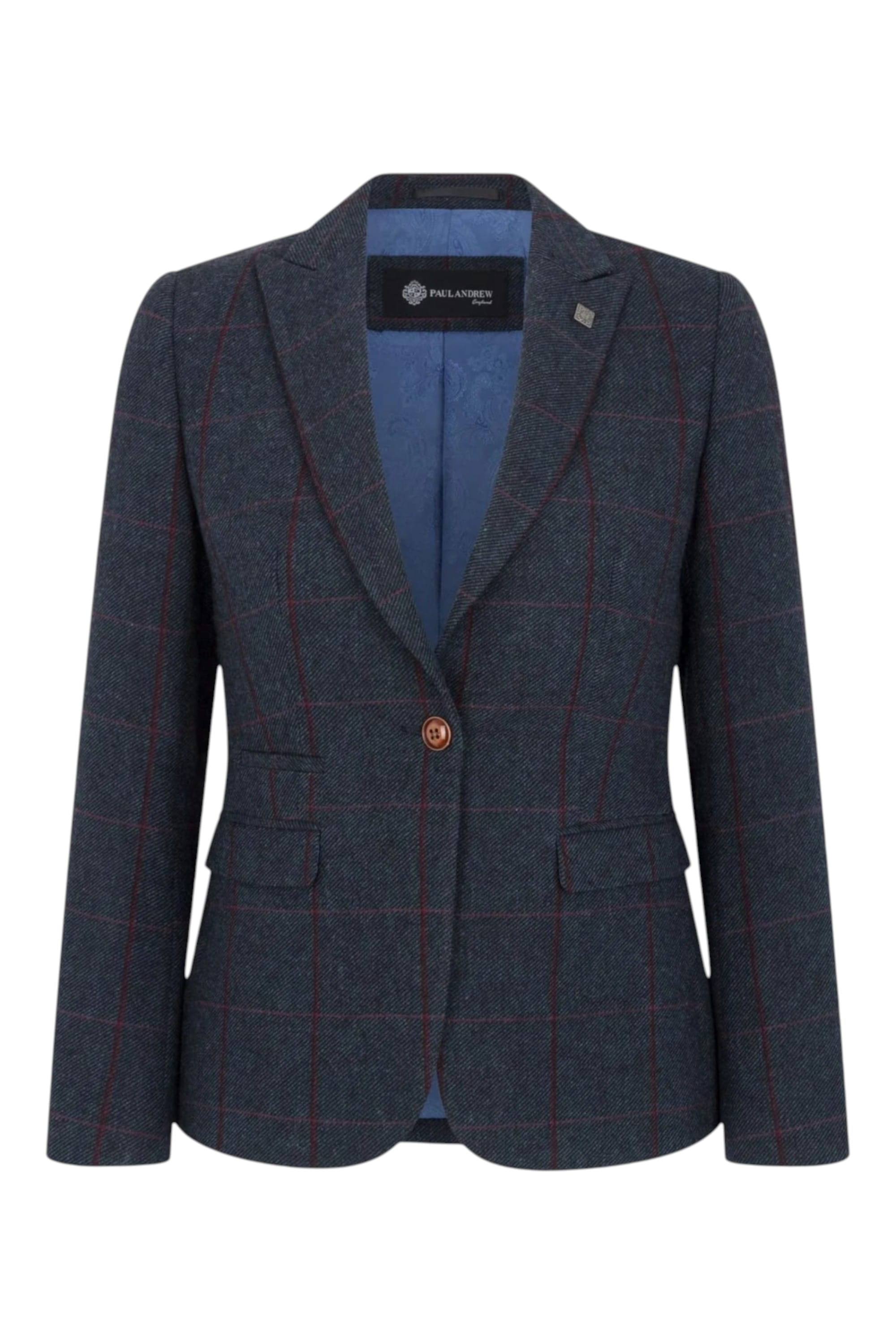 Navy Infinity Leather Navy Women's Navy Tweed Formal Blazer, Image 1 of 7