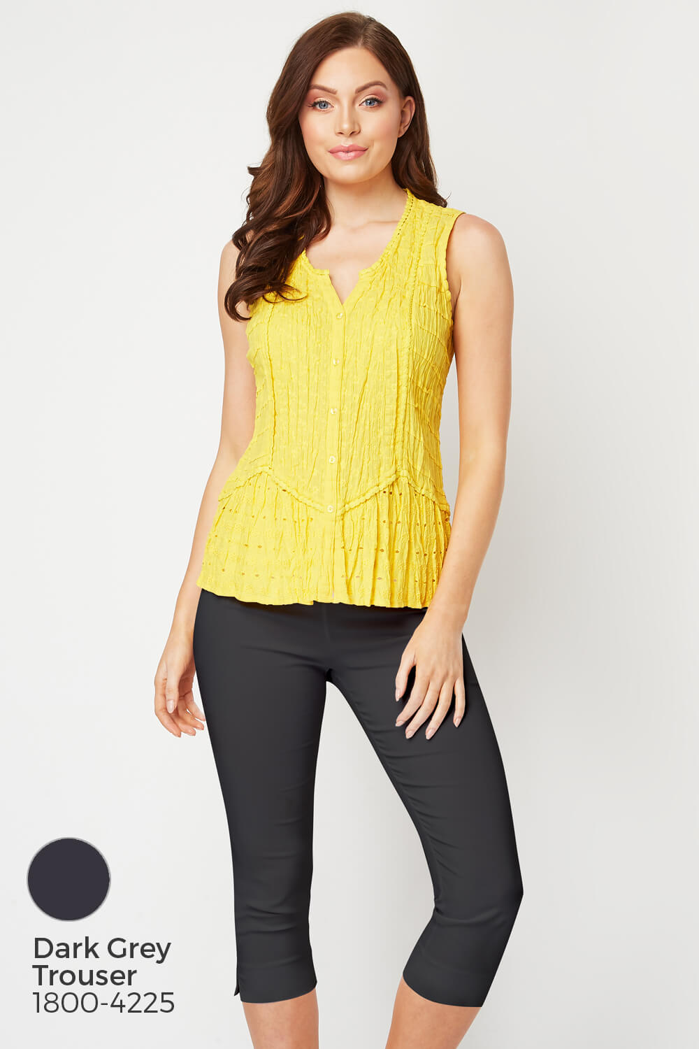 Yellow Sleeveless Crinkle Blouse, Image 9 of 8