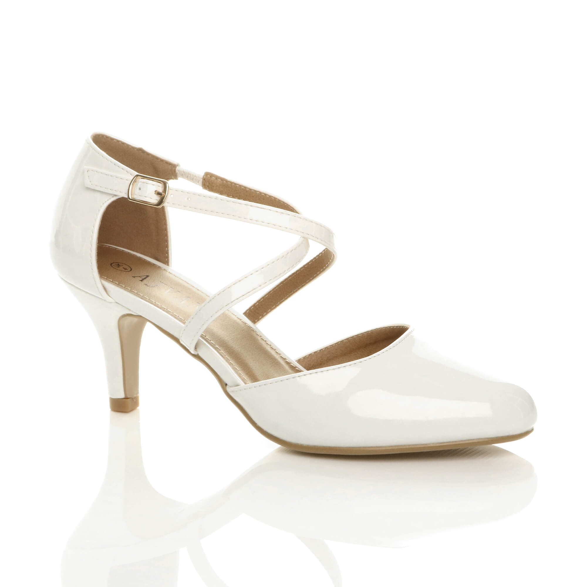 Black High Heel Crossed Straps Court Shoes
