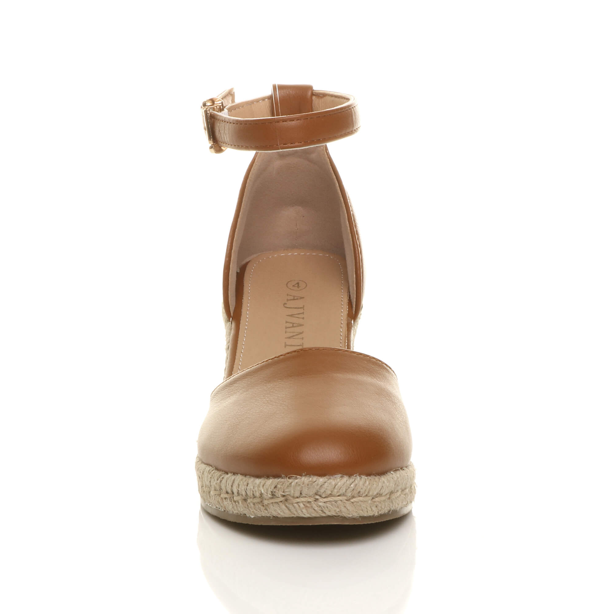 Tan Mid Wedge Heel Ankle Strap Espadrille Sandals, Image 6 of 6