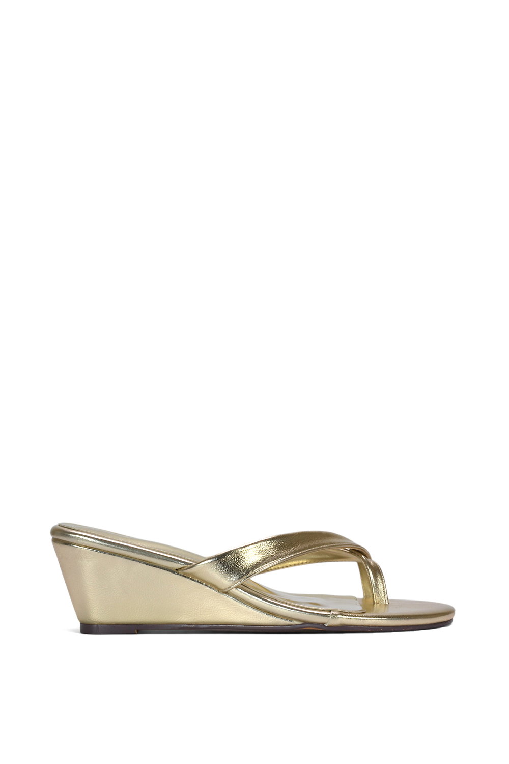 Rose XY LONDON Rose 'Rosa' Mid Wedge Heel Sandal Mules With Toe Post, Image 1 of 6
