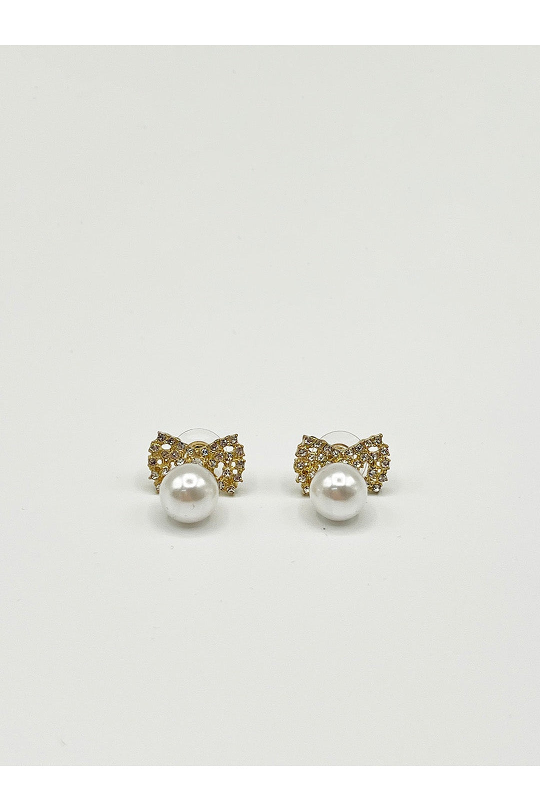 Gold Diamante Bow Pearl Drop Earrings - Gift Boxed, Image 4 of 5