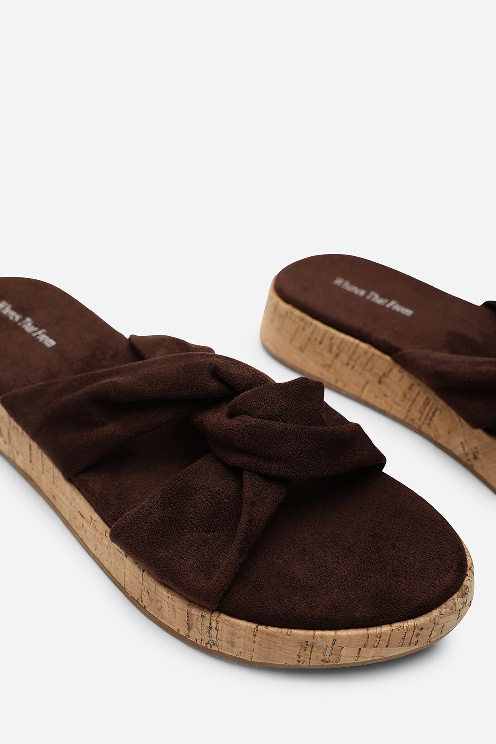 Dark Brown Where's That From Dark Brown Bowite Knotted Open Toe Low Wedge Sandal, Image 5 of 6