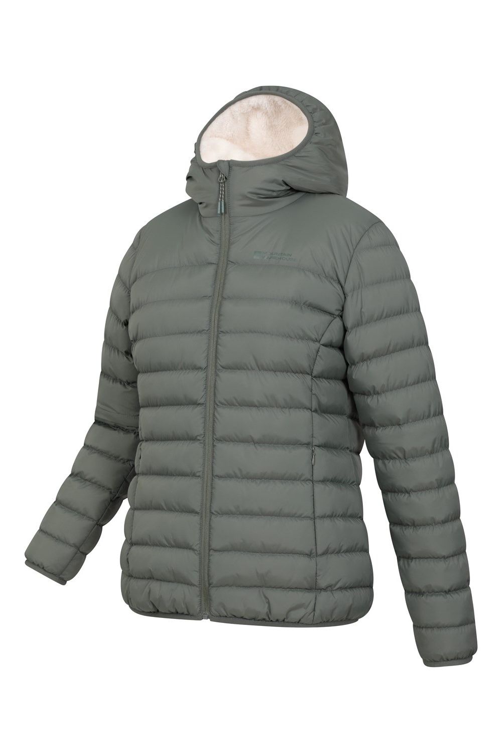 Khaki Faux Fur Lined Padded Jacket, Image 3 of 5