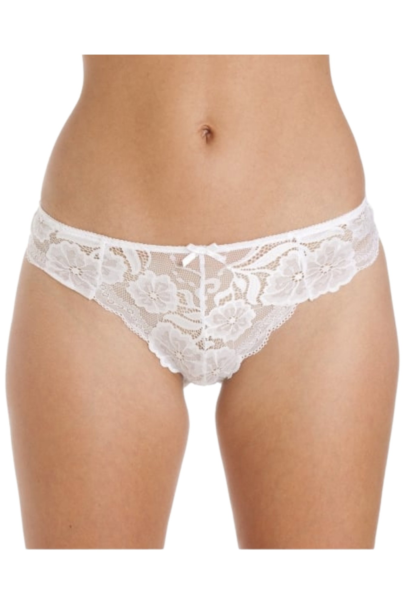 White 2 Pack Floral Lace Thong, Image 1 of 4