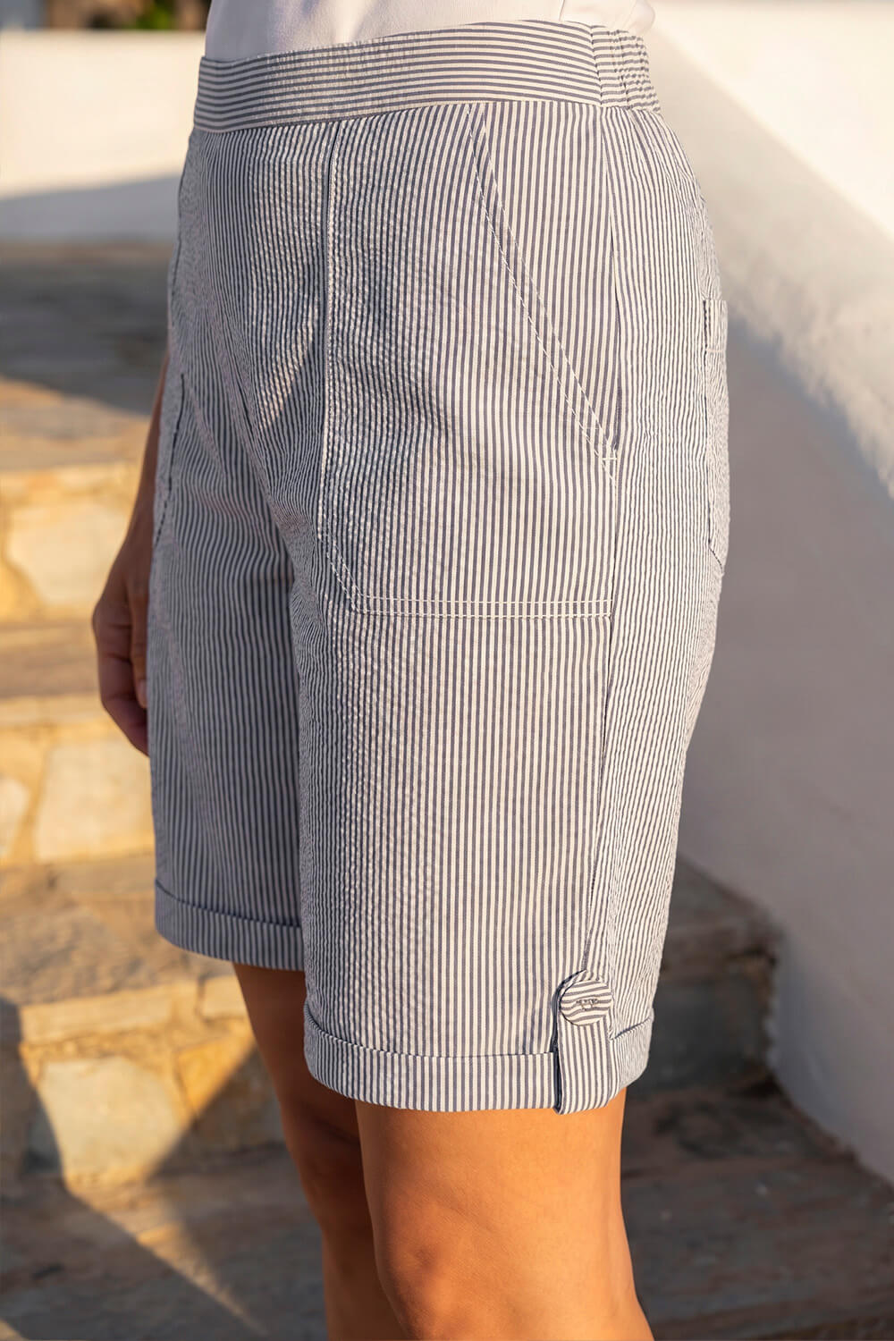 Navy Classic Texture Stripe Short, Image 5 of 4