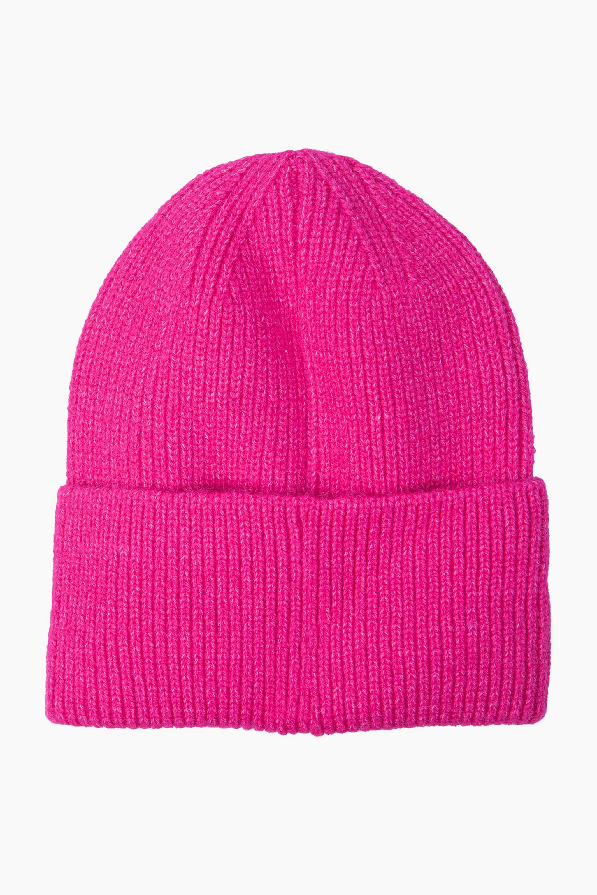 Fuchsia Plain Winter Beanie Hat, Image 2 of 3
