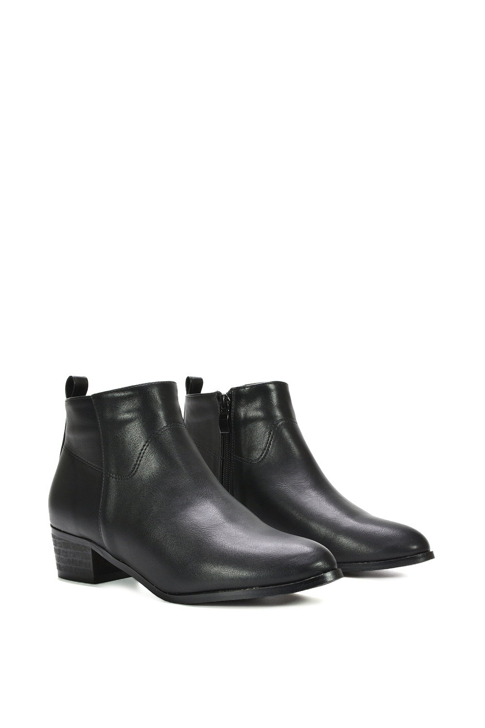Black 'Melodie' Zip Up Cowboy Ankle Boots With Low Block Heel, Image 3 of 6