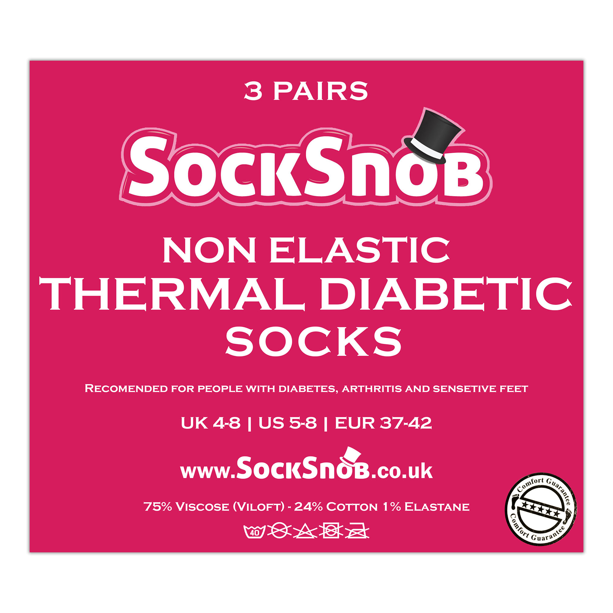 Black 3 Pack Ladies Thin Wide Top Non Elastic Thermal Diabetic Socks, Image 3 of 3