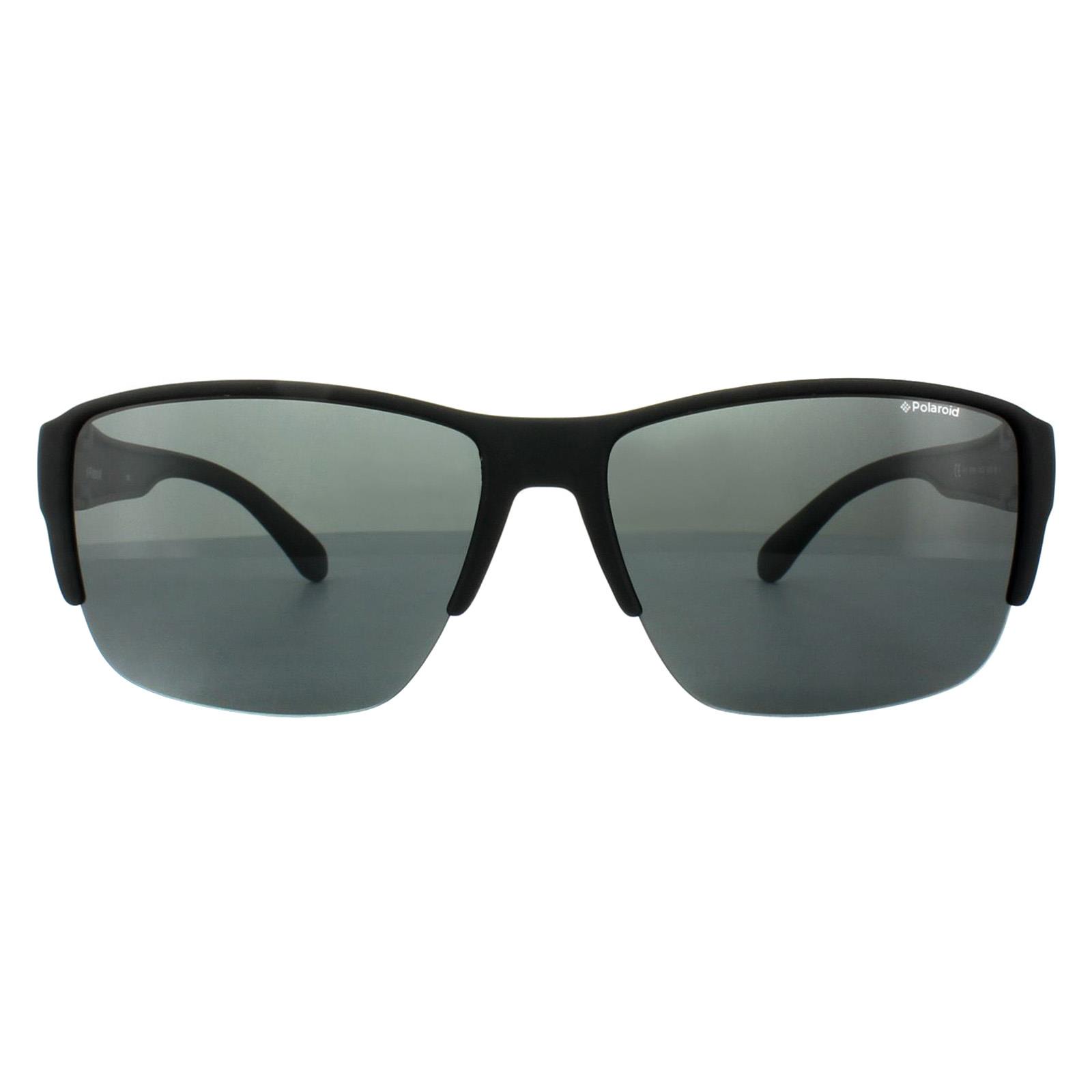Suncovers Semi Rimless Matt Black Grey Polarized Sunglasses, Image 1 of 4