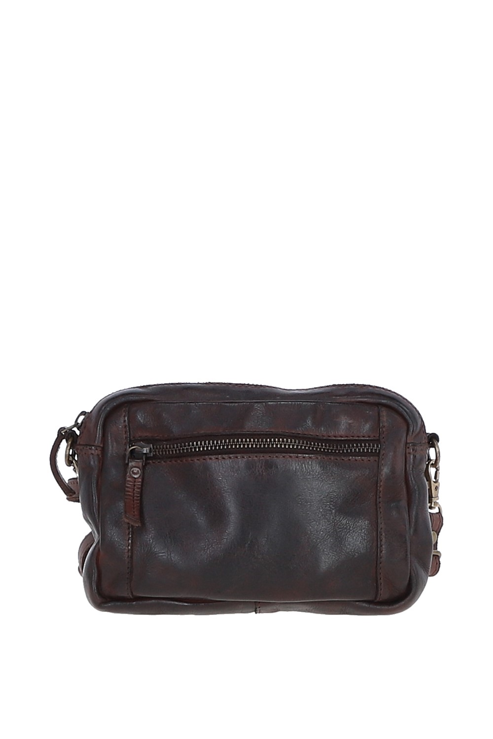 Dark Brown Real Leather Vintage Cross Body Bag, Image 1 of 5