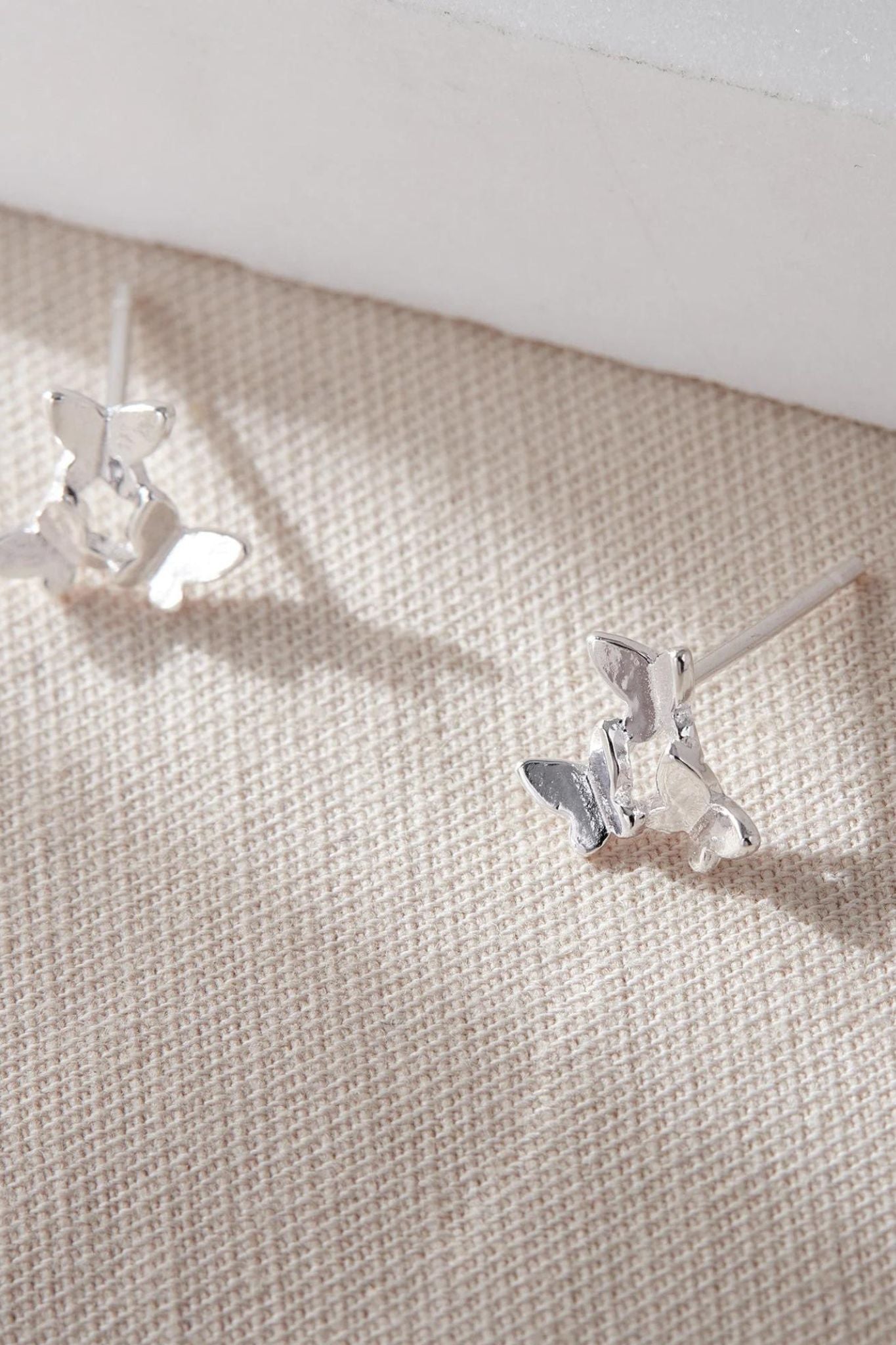 Silver Sterling Silver Butterfly Trio Stud Earrings, Image 3 of 3
