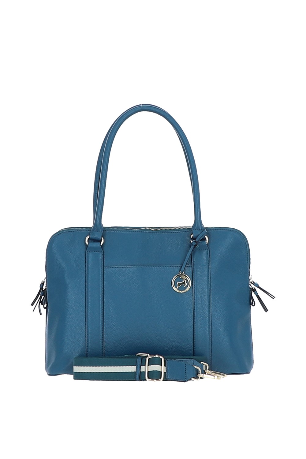Teal 'Cuore di Cuoio' 3 Section Large Leather Handbag, Image 1 of 4