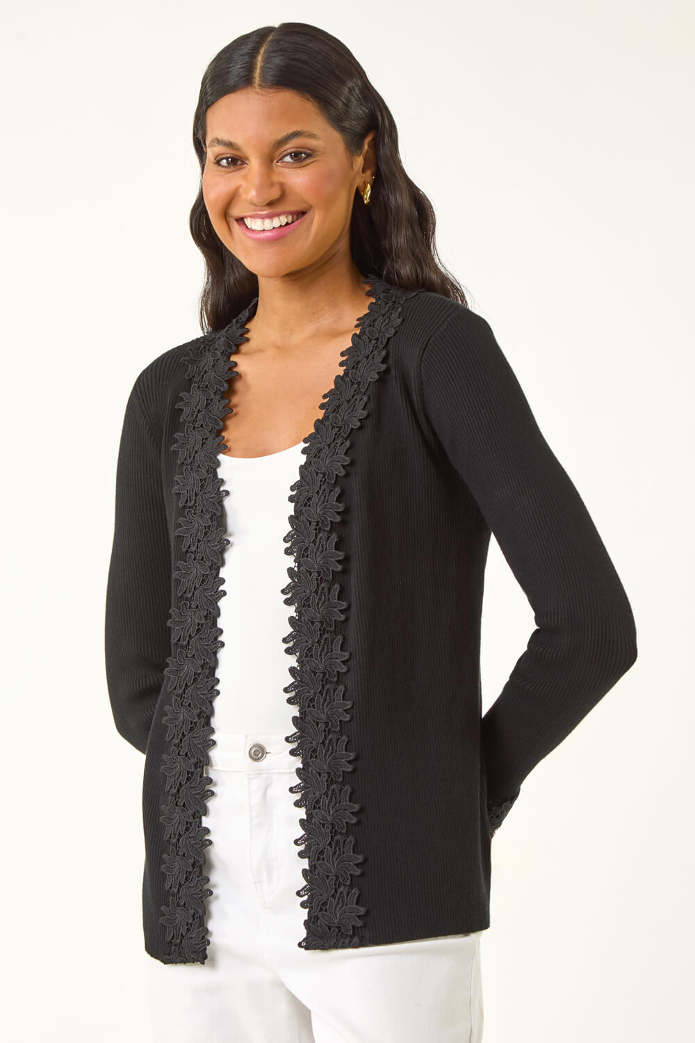 Curve Insect Lover Lace Trim Cardigan