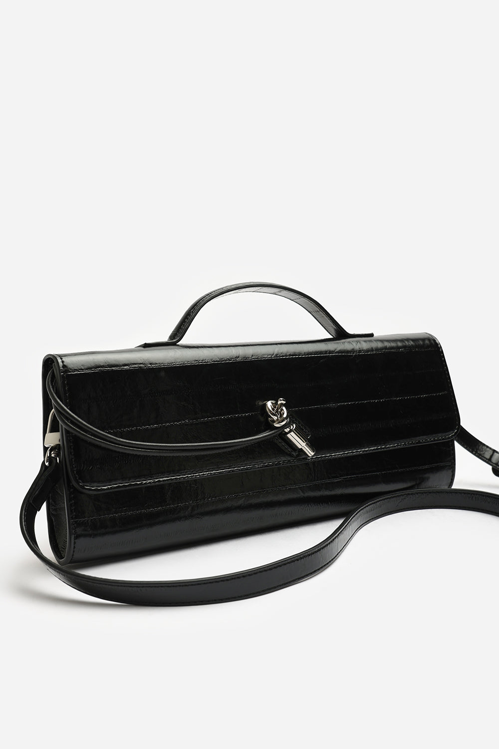 Black Petal Envelope Style Clutch Bag, Image 1 of 1