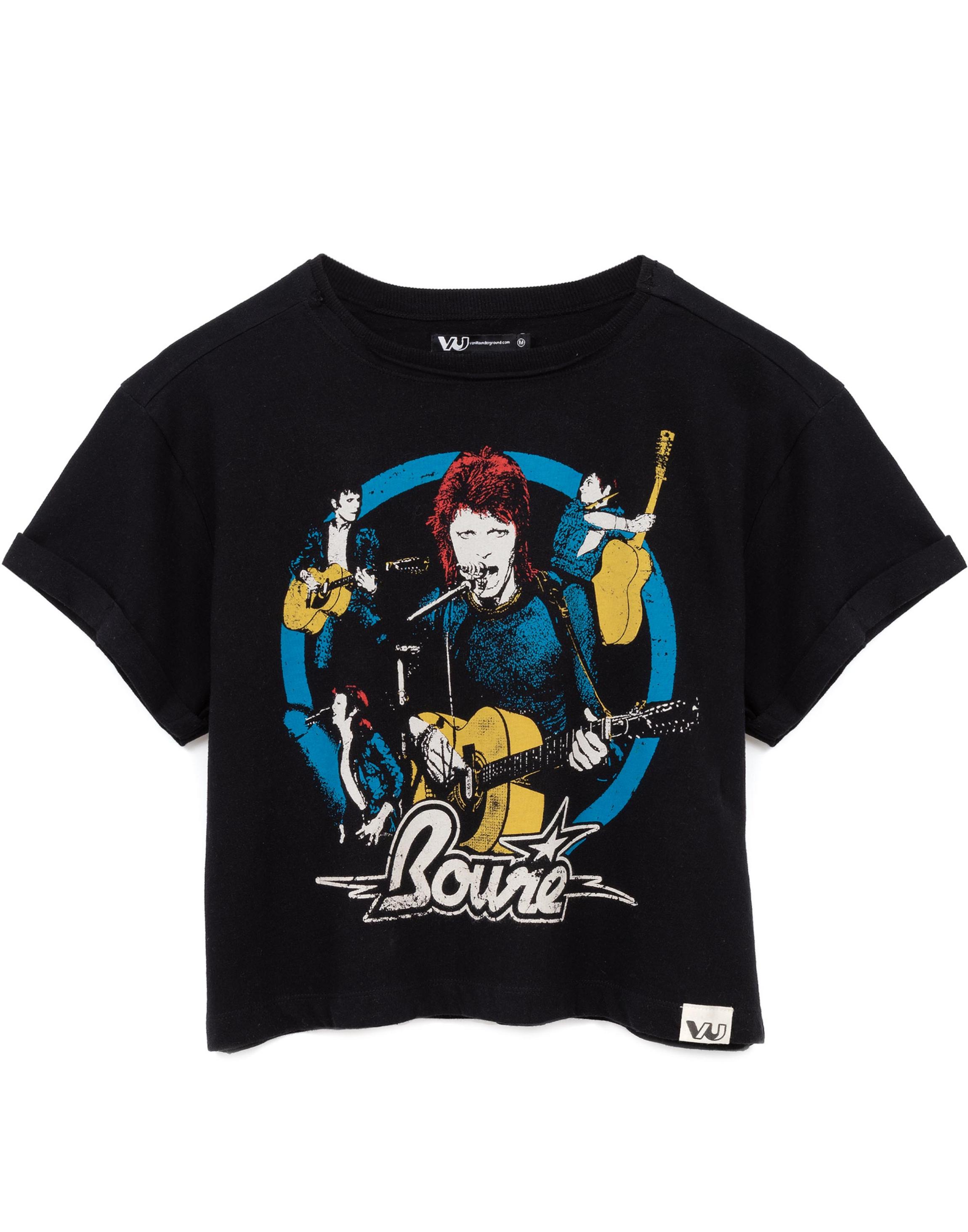 Black David Bowie Circle Crop T-Shirt, Image 2 of 5