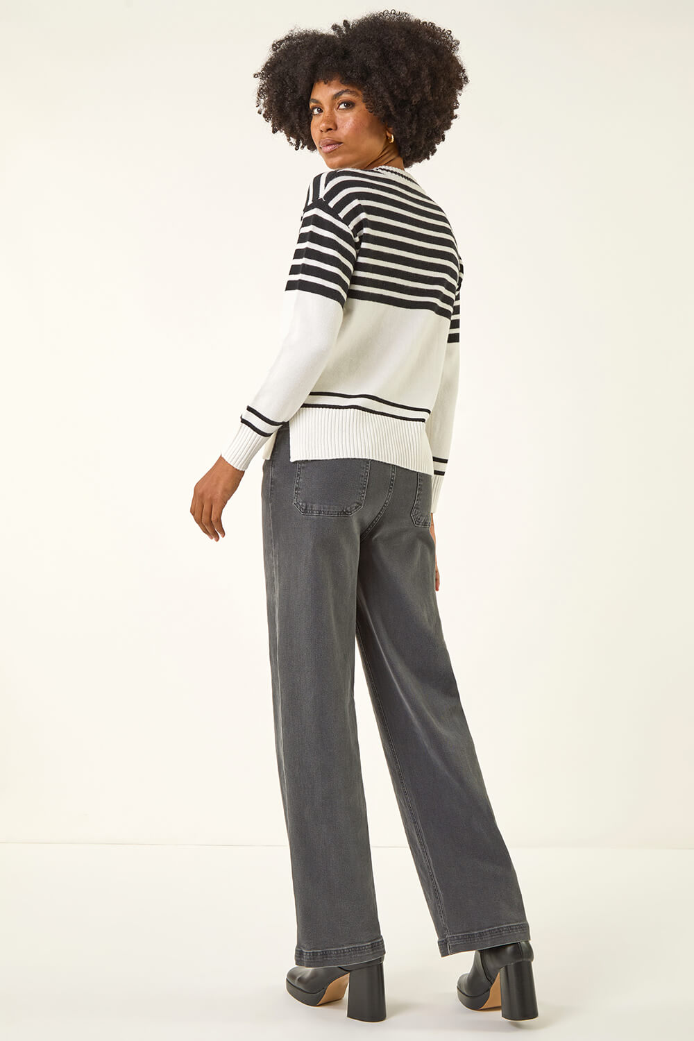Ivory  Soft Stripe Knit Jumper , Image 4 of 5