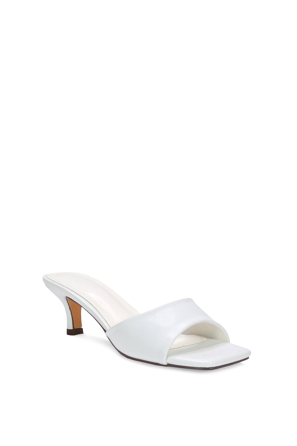 White XY LONDON White 'Pearl' Square Toe Stiletto Kitten Heel Mule Sandals, Image 2 of 6