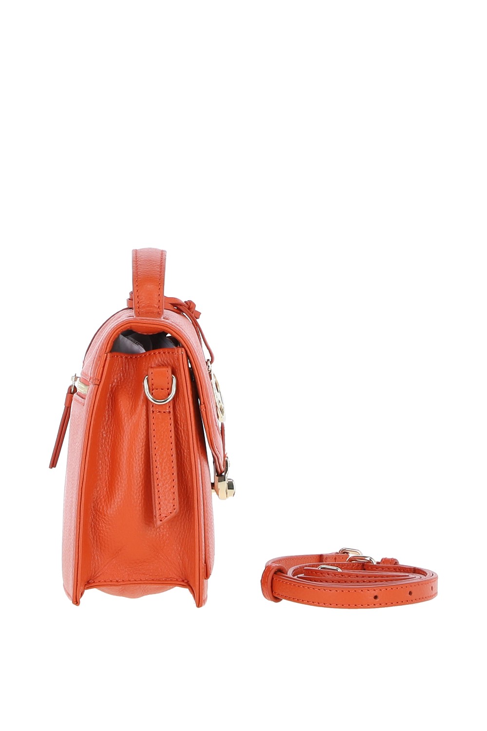 Orange Compact Handbag With Detachable Crossbody Strap, Image 4 of 4