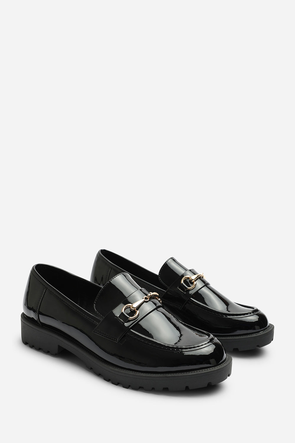 Black Aadhya Black Chunky Snaffle Trim Detail Loafers, Image 4 of 6