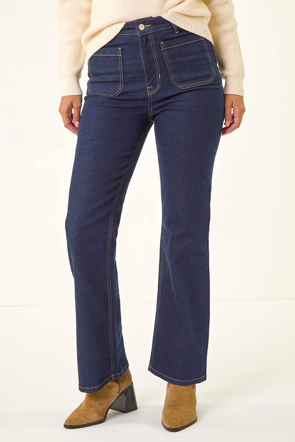 Indigo Dusk Front Pocket Bootcut Jeans, Image 5 of 6