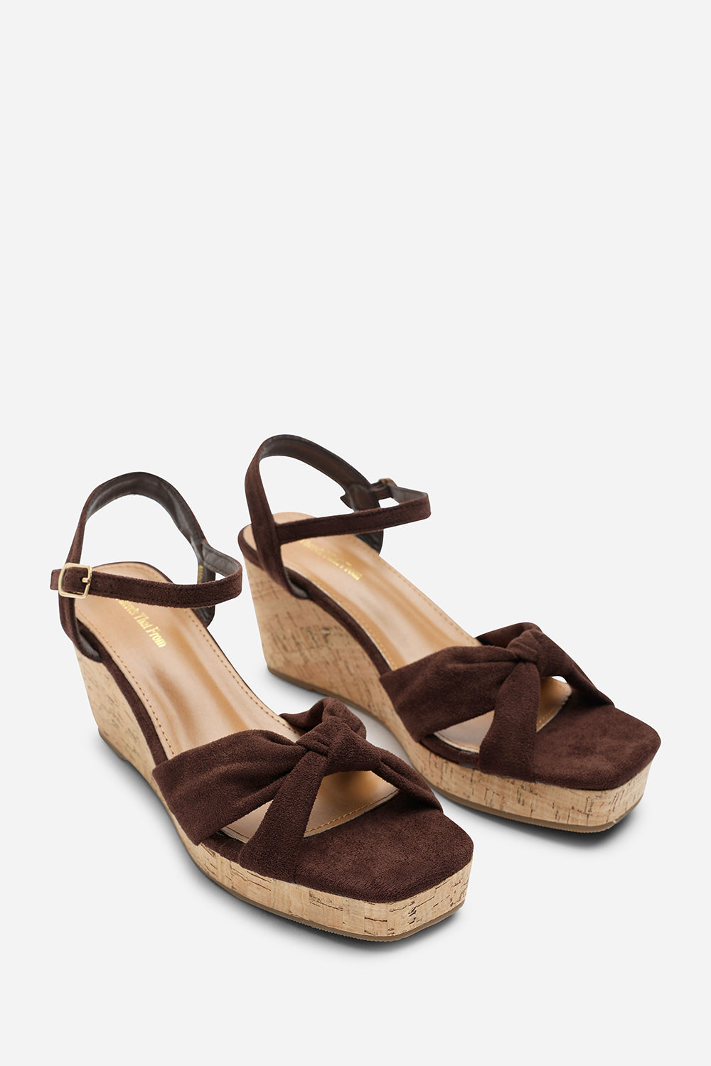 Dark Brown Mystique Platform Knot Detail Wedge, Image 4 of 6